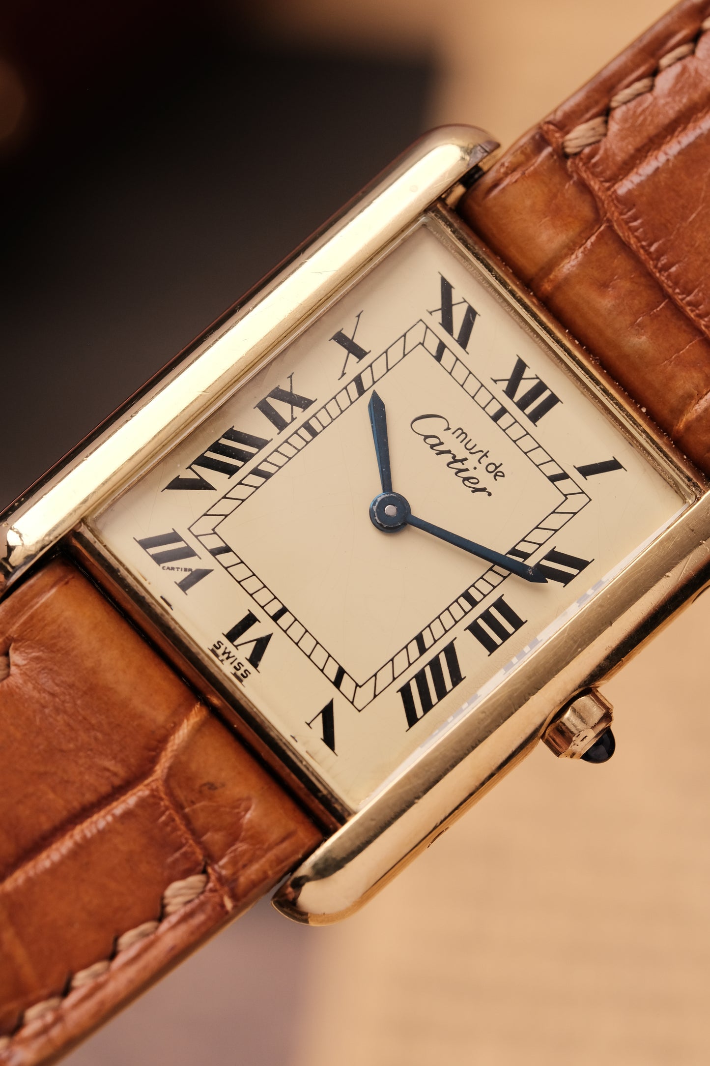 CARTIER MUST DE CARTIER TANK VERMEIL ROMAN DIAL REF. 64221