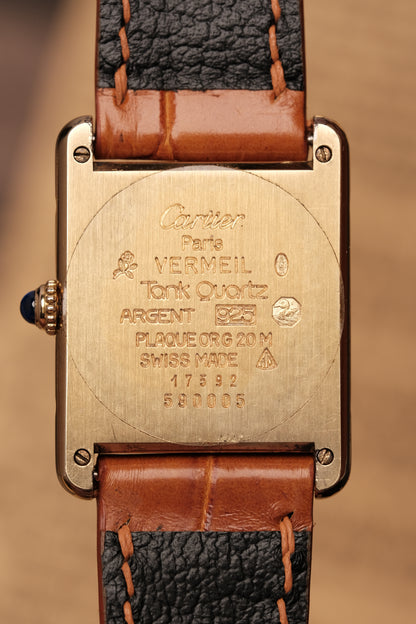 1990's CARTIER MUST DE CARTIER TANK VERMEIL ROMAN DIAL Quartz