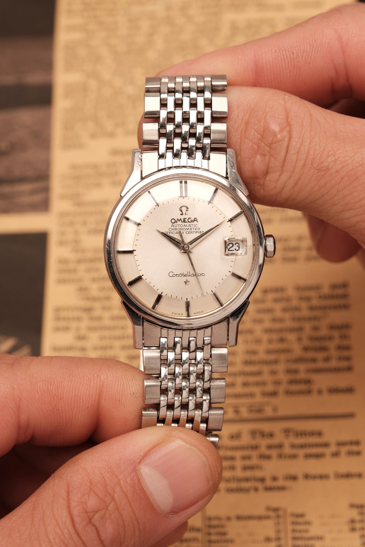 1963 OMEGA CONSTELLATION PIE PAN Stainless Steel  AUTOMATIC REF. 168.005 Beads of rice bracelet