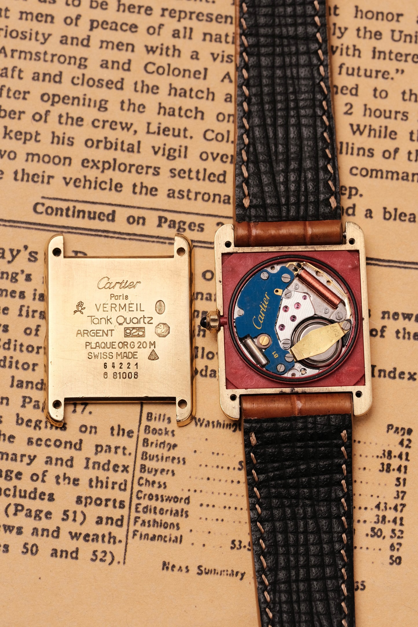 CARTIER MUST DE CARTIER TANK VERMEIL ROMAN DIAL REF. 64221