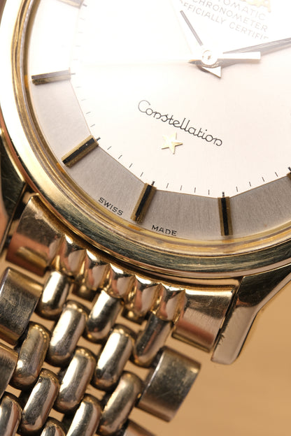1968 OMEGA CONSTELLATION PIE PAN DOG LEG GOLD BRACELET  AUTOMATIC CHRONOMETER REF. 168.005