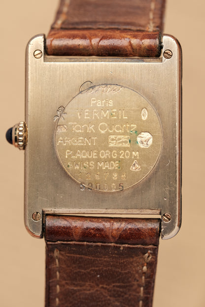 CARTIER MUST DE TANK VERMEIL (LM 23x31mm) ROMAN DIAL QUARTZ Ref.590005