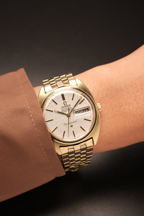 OMEGA Constellation C-shape Day-date Chronometer Linen White Dial  - 168.029