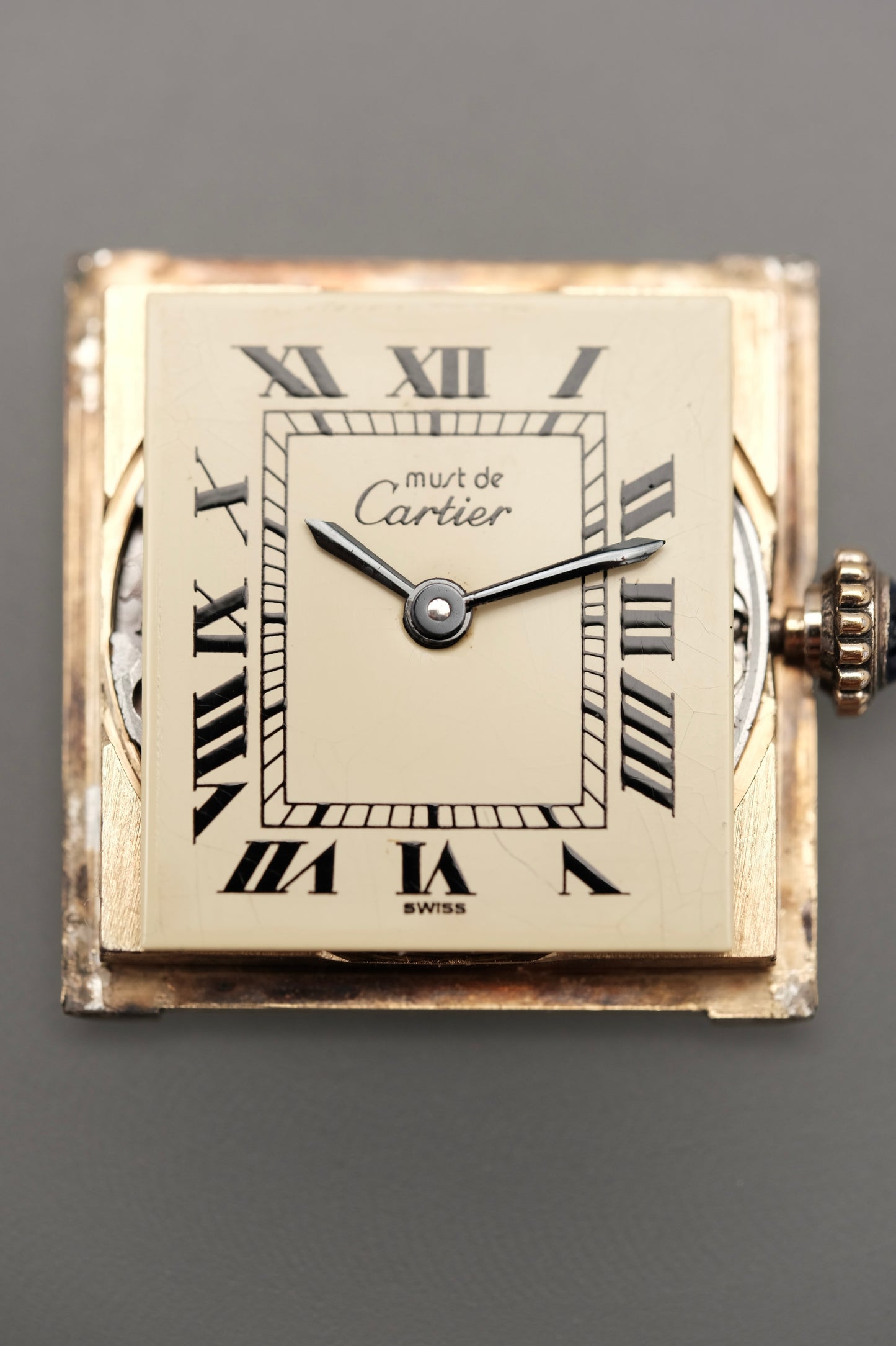 Vintage Cartier Must De Tank Vermeil (SM 20x28mm) ROMAN DIAL Hand Windding Ref.3096998