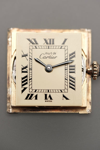 Vintage Cartier Must De Tank Vermeil (SM 20x28mm) ROMAN DIAL Hand Windding Ref.3096998