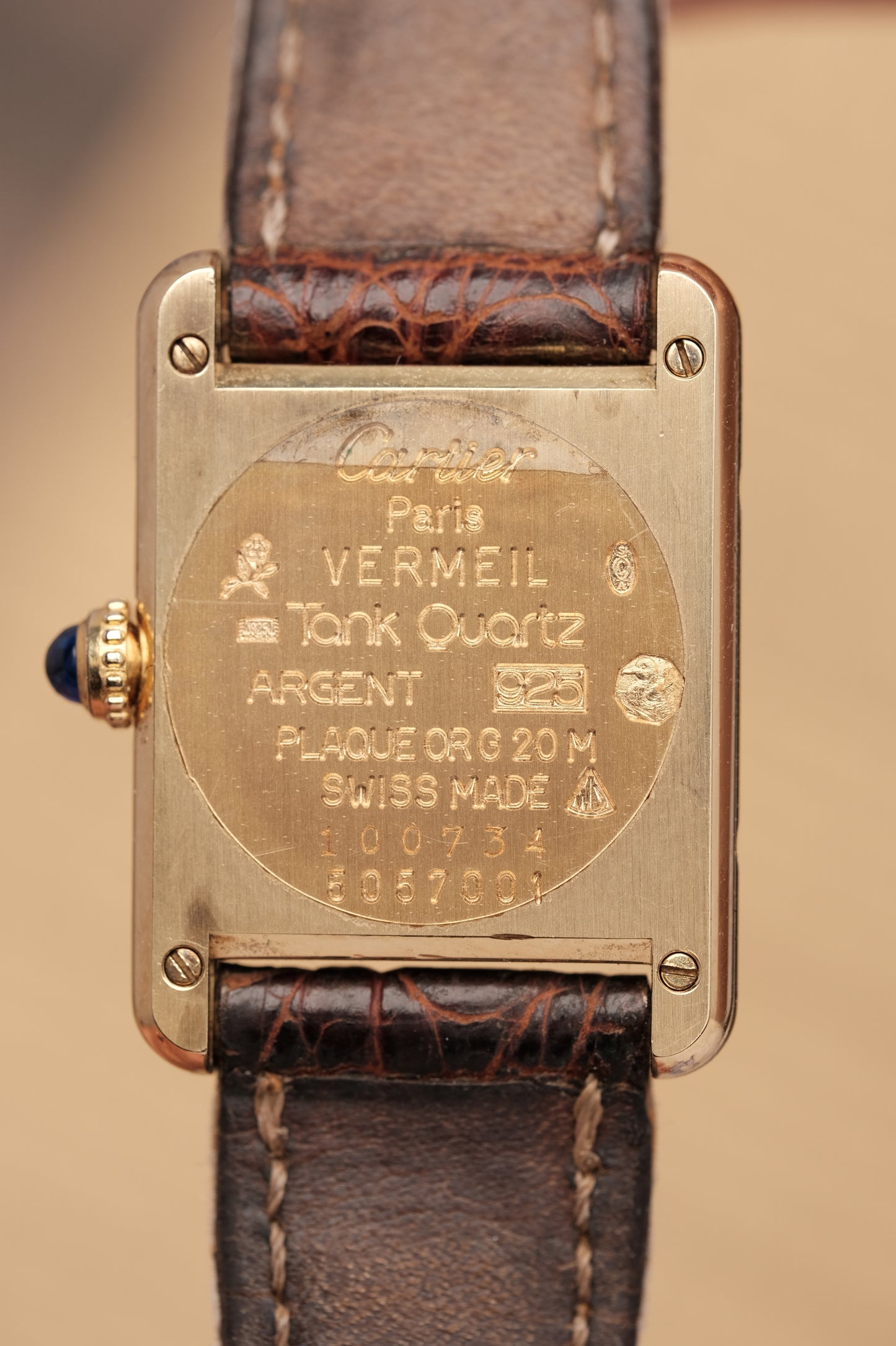 Vintage Cartier Must De Tank Vermeil (SM 20x28mm) ROMAN DIAL QUARTZ Ref.5057001