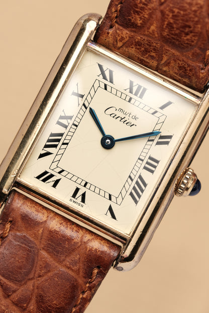 CARTIER MUST DE TANK VERMEIL (LM 23x31mm) ROMAN DIAL QUARTZ Ref.590005