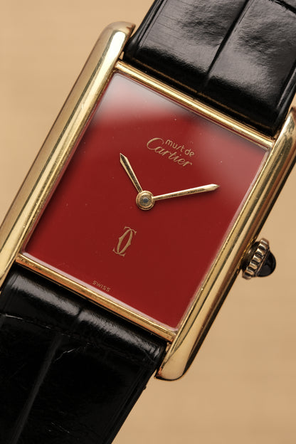 CARTIER MUST DE TANK VERMEIL (LM 23x31mm) HAND WINDING FERRARI RED DIAL