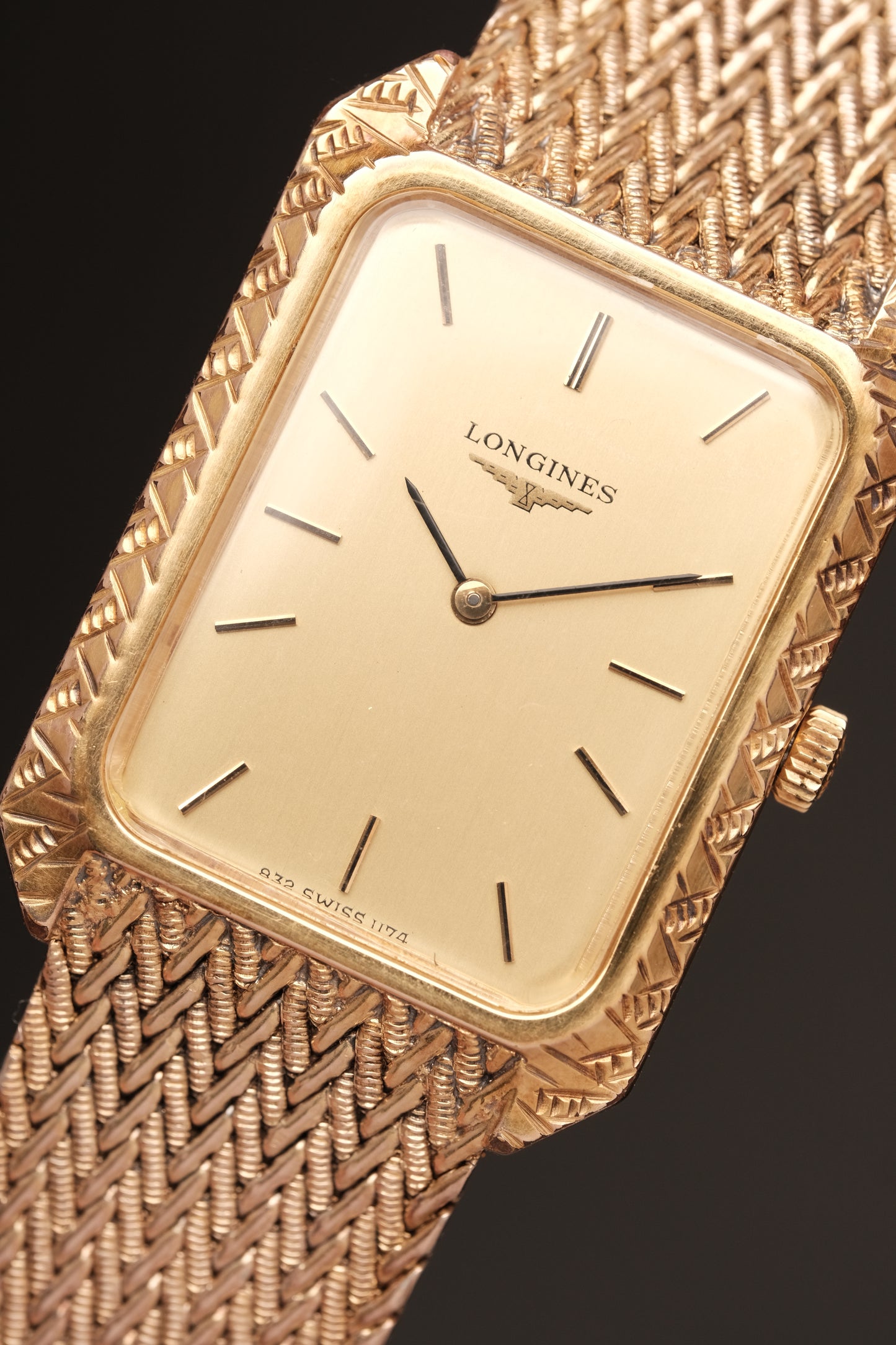 1978  Longines Vintage Tank Integrated Bracelet Hand Winding 832-1174