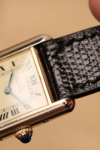 1999 Vintage Cartier Tank Vermeil 1613 ROMAN DIAL QUARTZ
