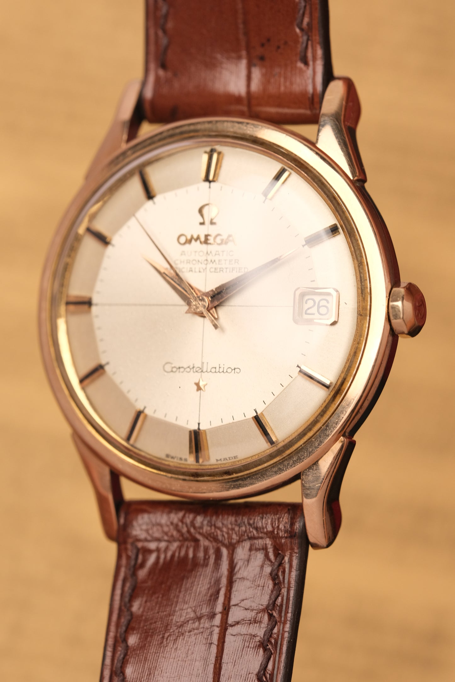 1962 OMEGA CONSTELLATION PIE PAN CROSS HAIR ROSE GOLD AUTOMATIC CHRONOMETER REF. 1490-61 SC