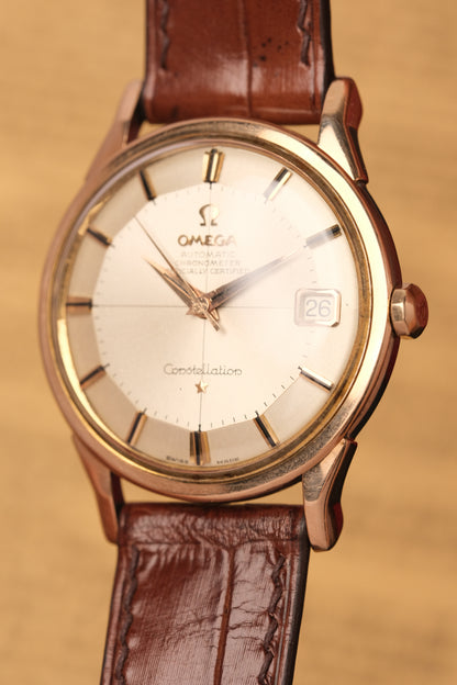 1962 OMEGA CONSTELLATION PIE PAN CROSS HAIR ROSE GOLD AUTOMATIC CHRONOMETER REF. 1490-61 SC