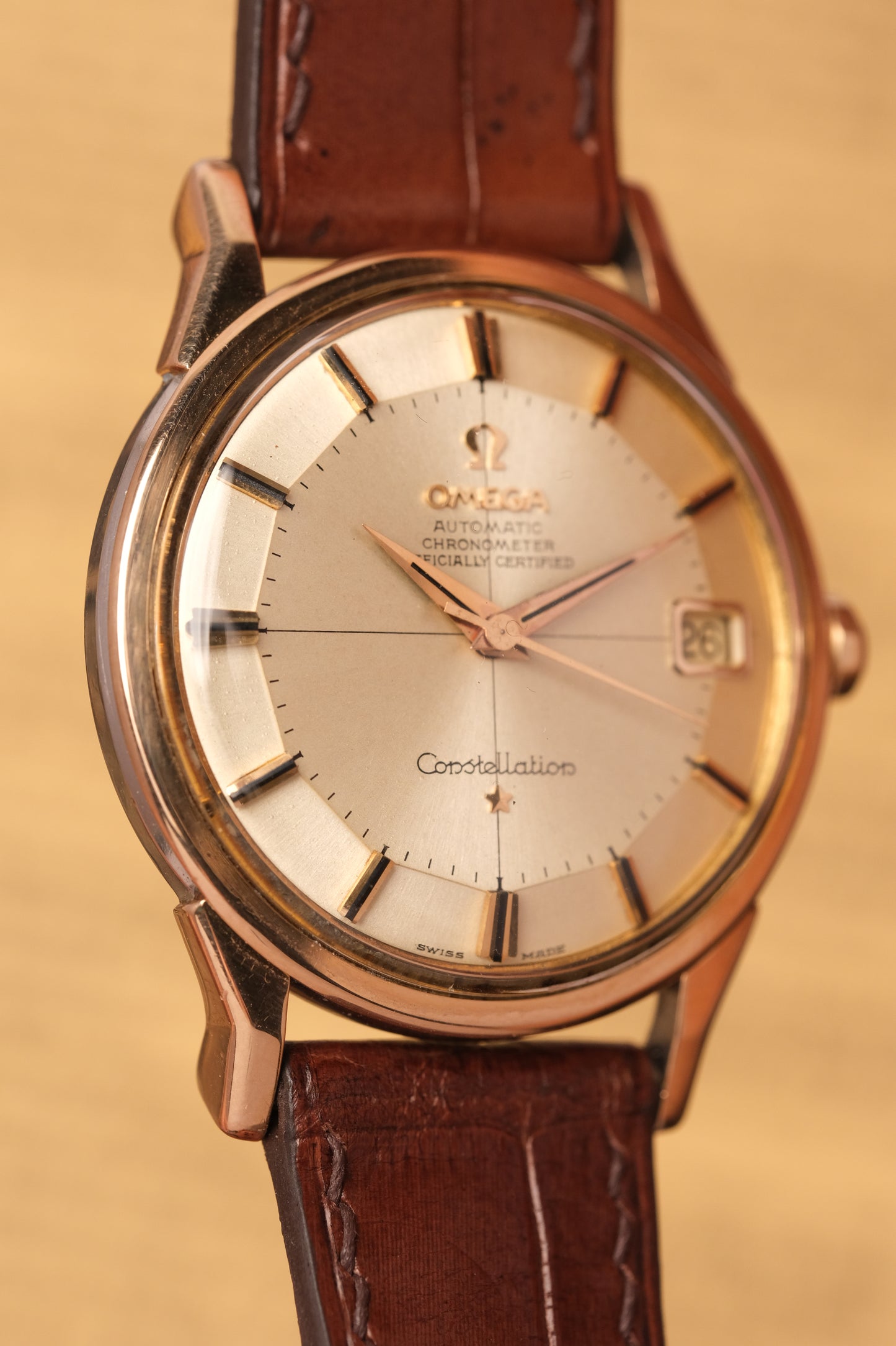 1962 OMEGA CONSTELLATION PIE PAN CROSS HAIR ROSE GOLD AUTOMATIC CHRONOMETER REF. 1490-61 SC