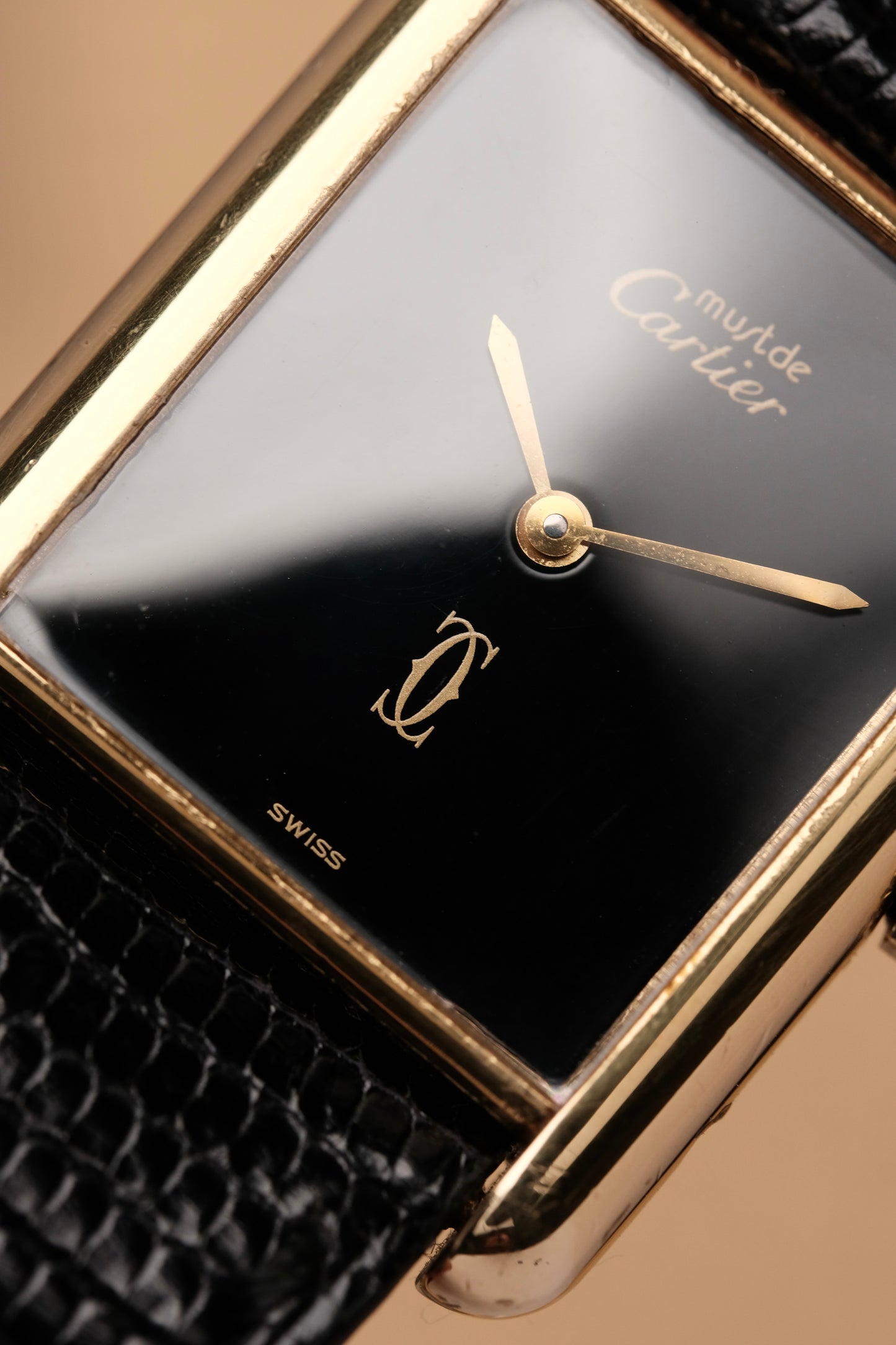 CARTIER MUST DE TANK (LM 23x31mm) Hand Winding VERMEIL Black DIAL 6173765