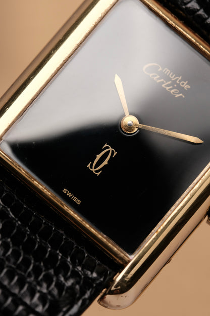 CARTIER MUST DE TANK (LM 23x31mm) Hand Winding VERMEIL Black DIAL 6173765