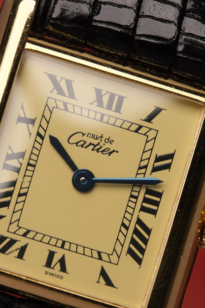1999 Vintage Cartier Tank Vermeil 1613 ROMAN DIAL QUARTZ 20x28mm + Box and Paper