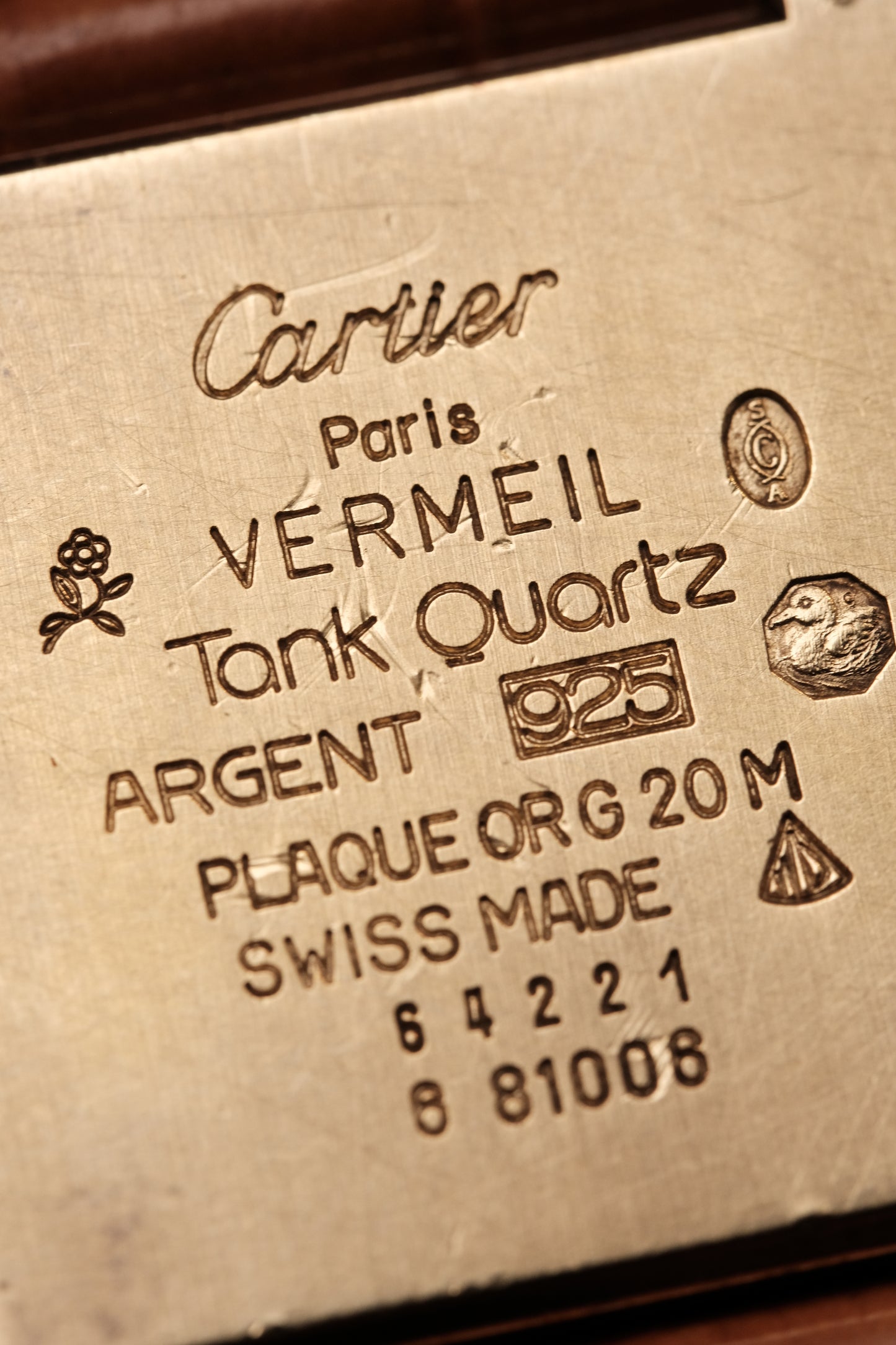 CARTIER MUST DE CARTIER TANK VERMEIL ROMAN DIAL REF. 64221