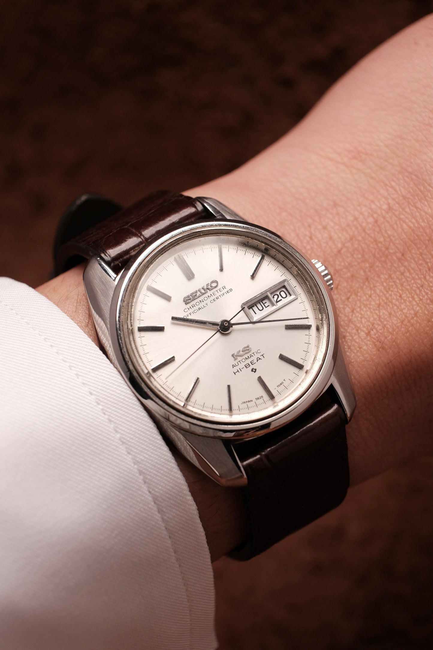 Seiko King Seiko 5626-7041 Vintage Hi-Beat Chronometer SS Automatic Mens Watch