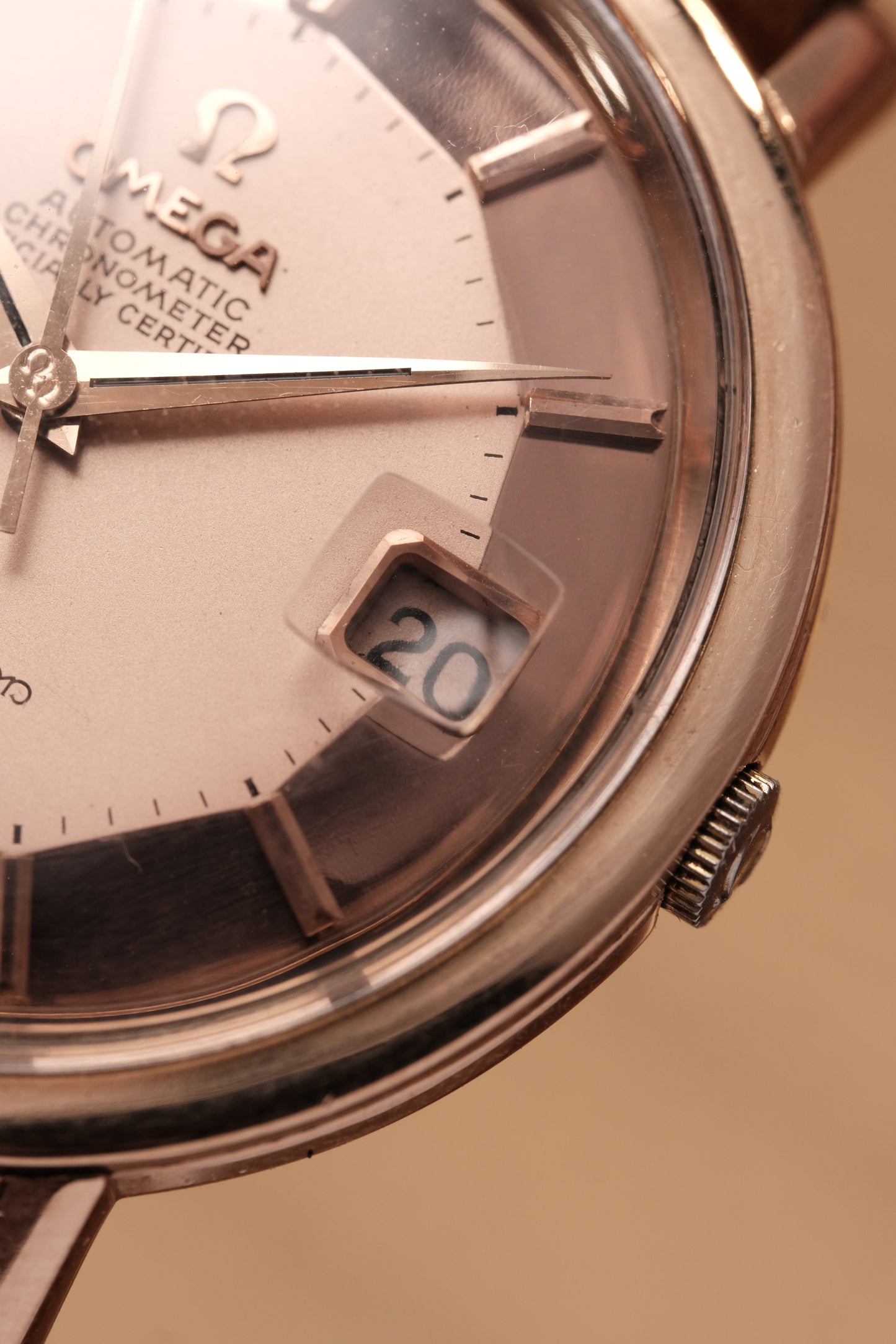 1966 OMEGA CONSTELLATION PIE PAN Mirror Rose Gold Dial (Salmon Dial )CHRONOMETER REF 168.004