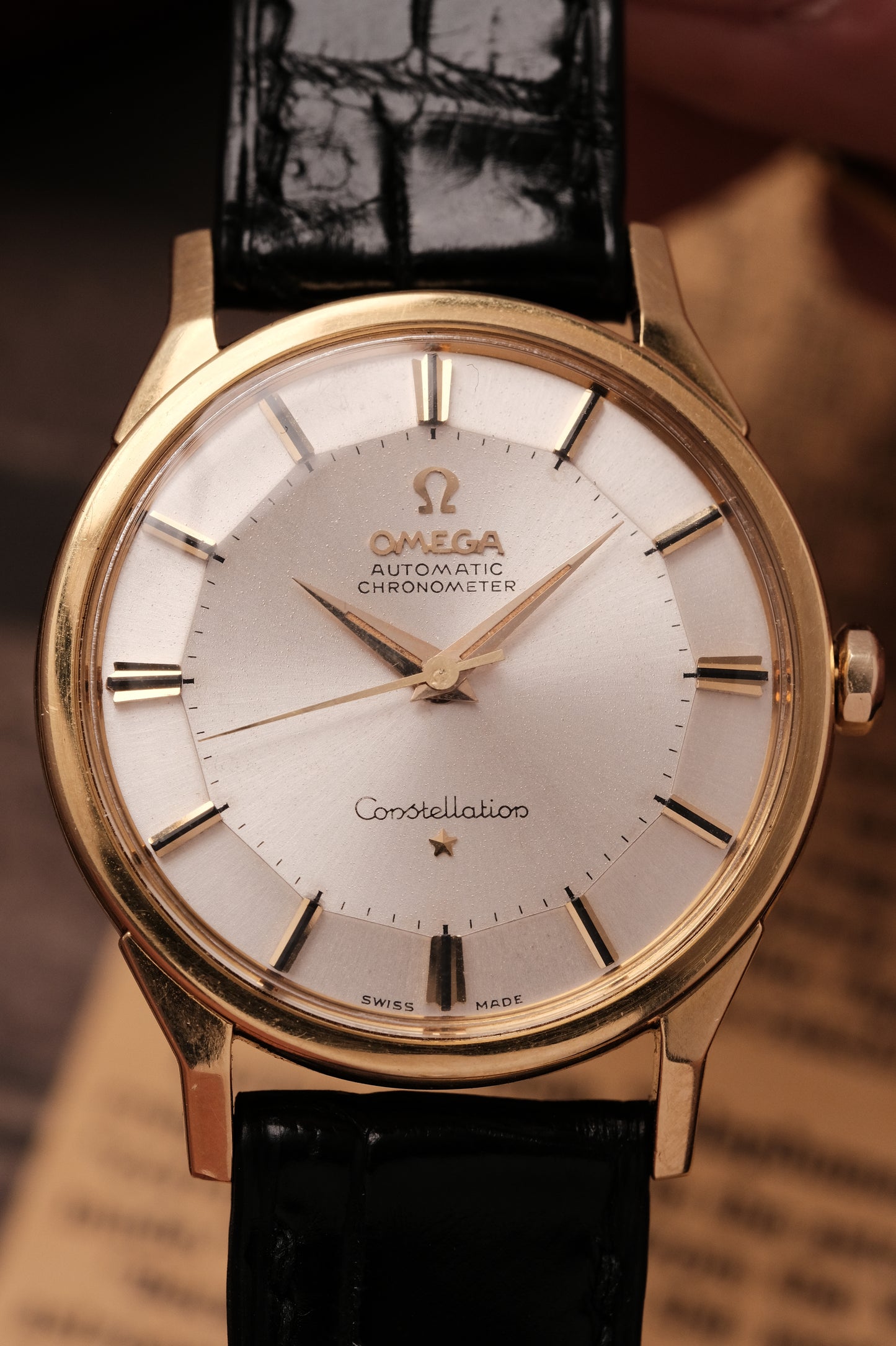 1962 18k Solid Gold 167.005 OMEGA CONSTELLATION PIE PAN DOG LEG White Dial AUTOMATIC CHRONOMETER