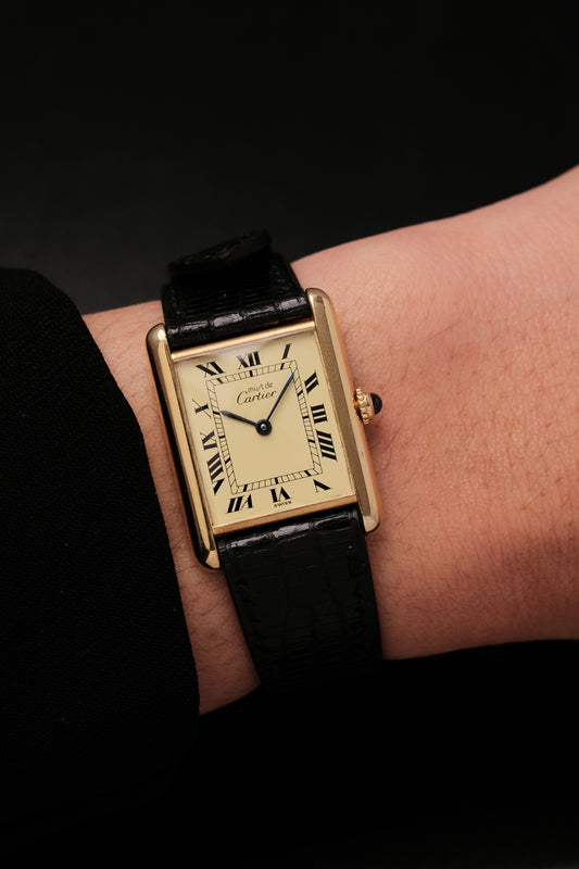 CARTIER MUST DE CARTIER TANK VERMEIL ROMAN DIAL REF. 681006