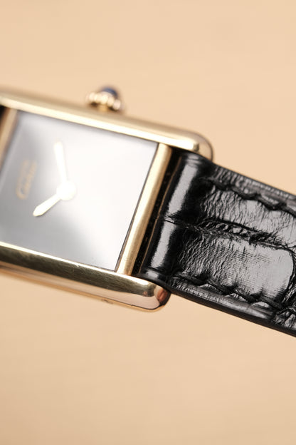 CARTIER MUST DE TANK VERMEIL (SM 20x28mm) BLACK DIAL HAND WINDING 3012300