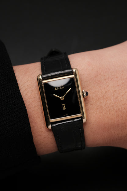 CARTIER MUST DE TANK VERMEIL (LM 23x31mm) HAND WINDING BLACK DIAL 6048114