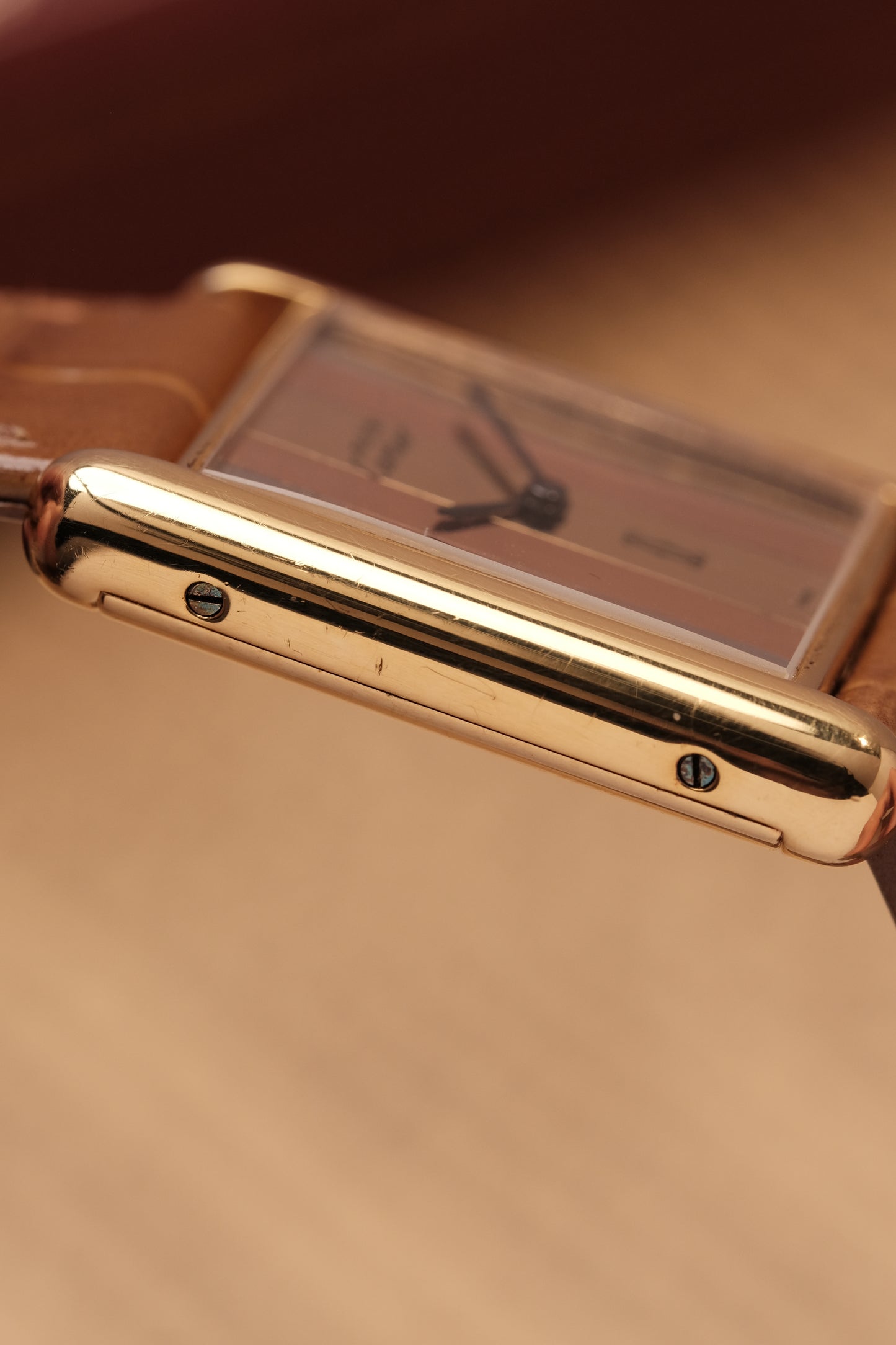 CARTIER  De Must Tank Trinity Vertical Stripe Dial Gold Hand Winding Gold-Plated Silver 925