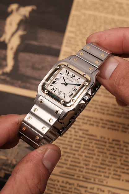 Cartier Santos Galbée 1566 Gold/Steel White Dial LM (29x41mm)