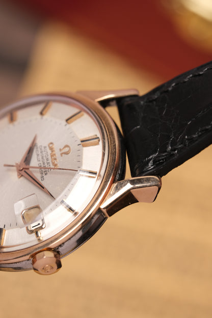 1966 OMEGA CONSTELLATION PIE PAN DOG LEG ROSE GOLD AUTOMATIC CHRONOMETER REF. 168.005