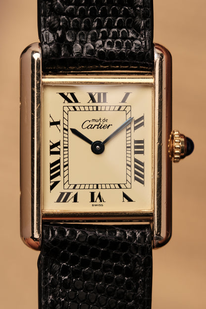 1999 Vintage Cartier Tank Vermeil 1613 ROMAN DIAL QUARTZ