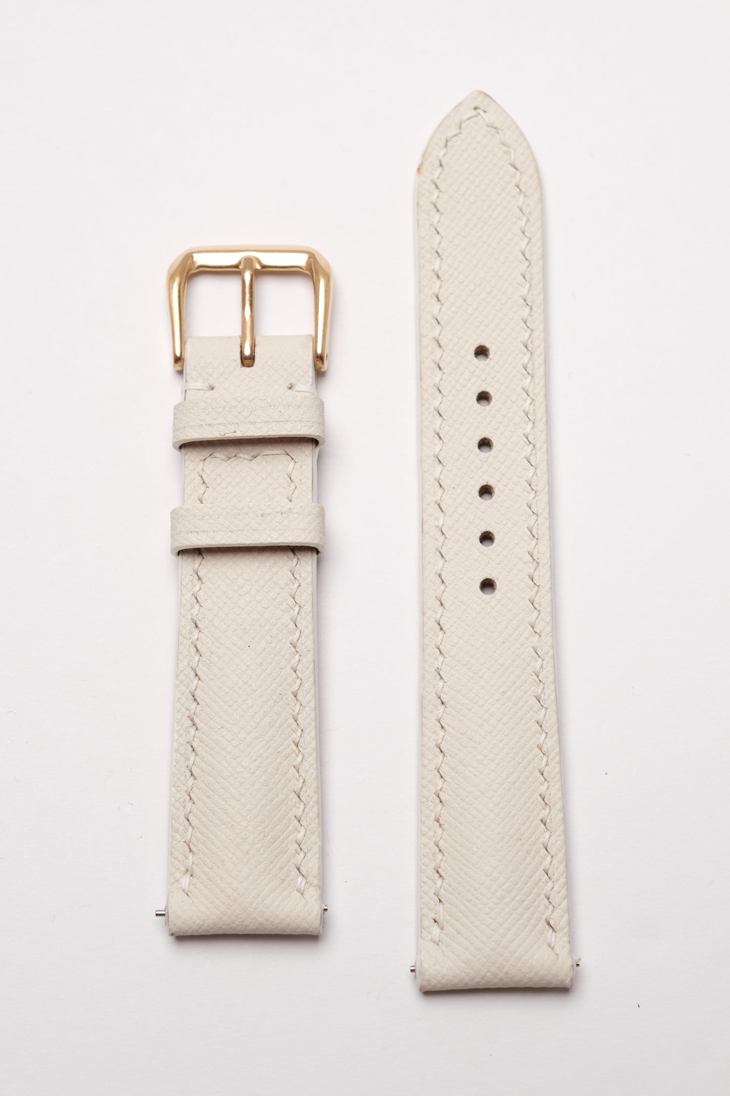 Soft Ivory Epsom Calfskin Leather Strap