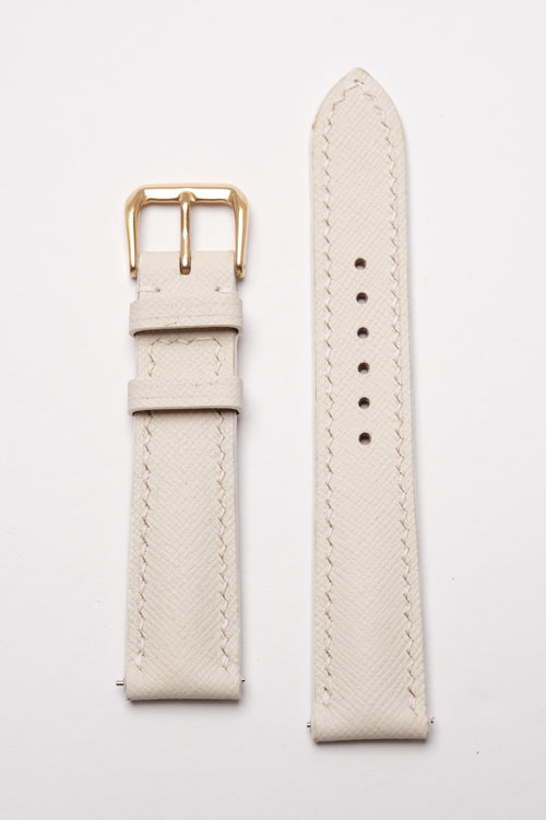 Soft Ivory Epsom Calfskin Leather Strap
