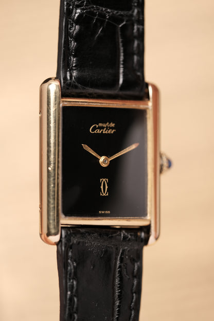 CARTIER MUST DE TANK VERMEIL (LM 23x31mm) HAND WINDING BLACK DIAL 6048114