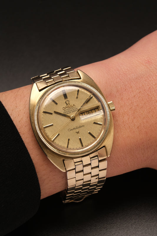 OMEGA Constellation C-shape Day-date Chronometer Linen Champagne Dial  - 168.029