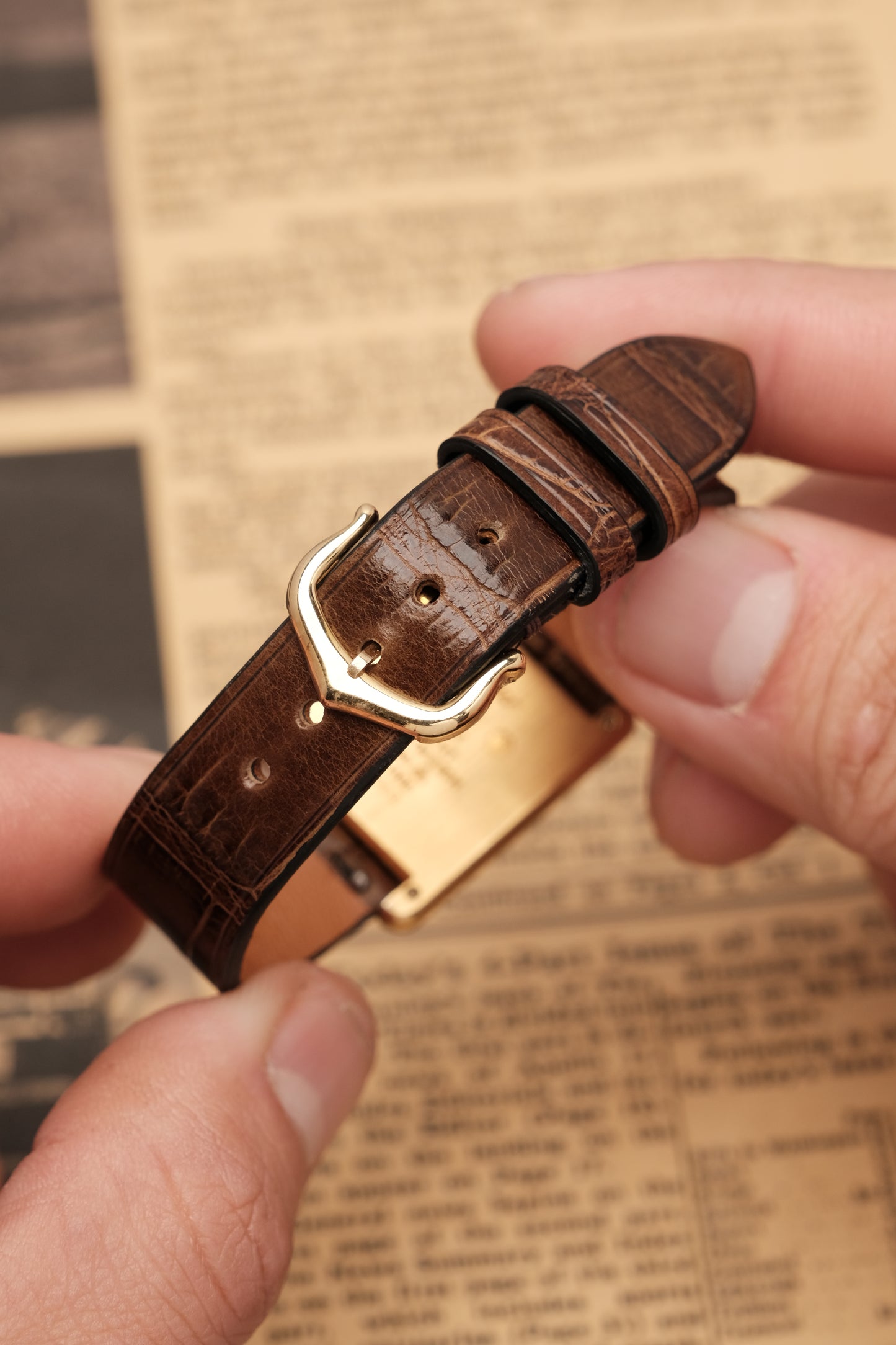 CARTIER MUST DE TANK VERMEIL (LM 23x31mm) ROMAN DIAL QUARTZ + Coffee Strap