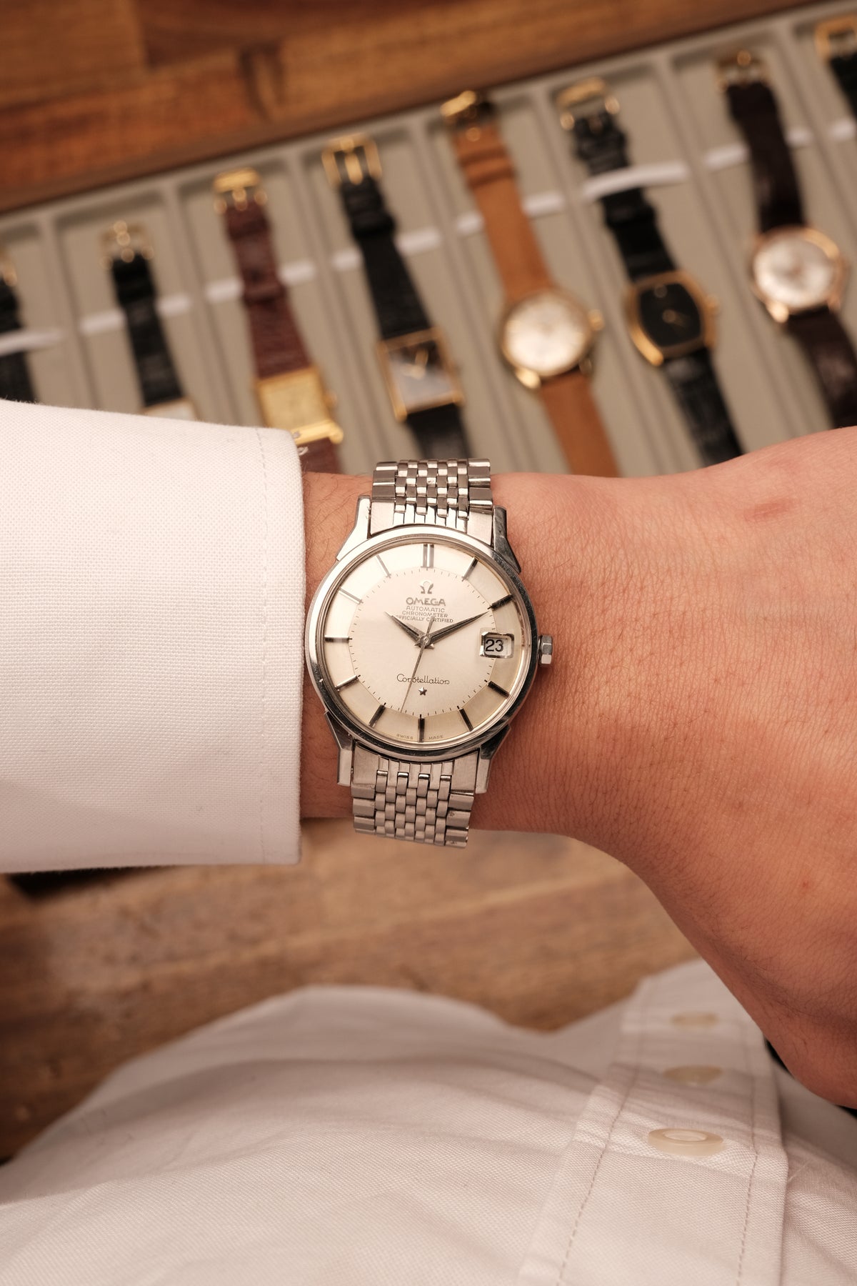 1963 OMEGA CONSTELLATION PIE PAN Stainless Steel  AUTOMATIC REF. 168.005 Beads of rice bracelet