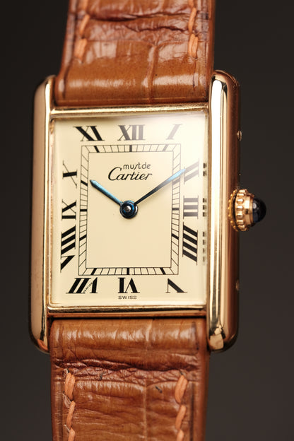 CARTIER MUST DE TANK VERMEIL (LM 23x31mm) ROMAN DIAL QUARTZ