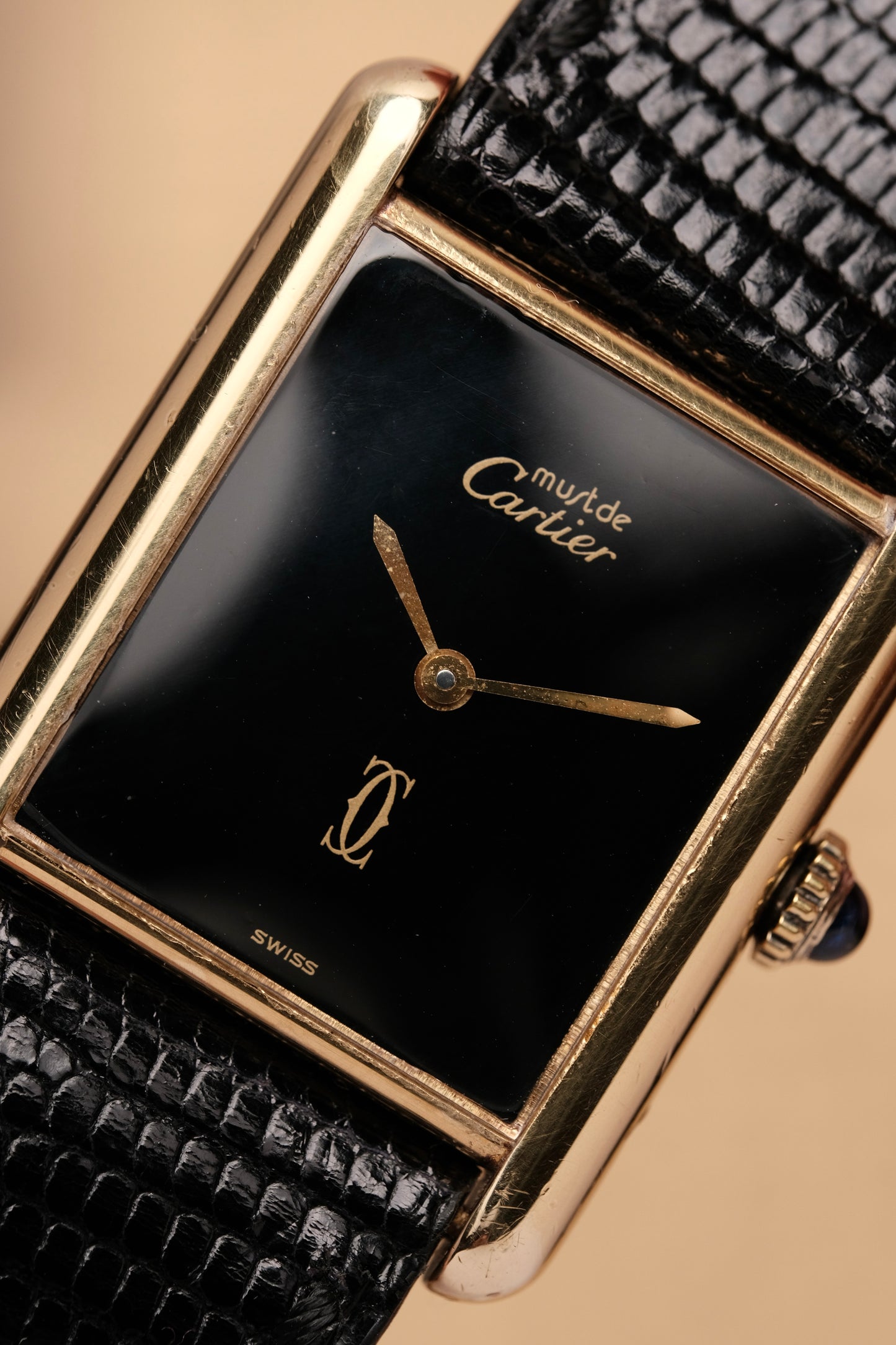 CARTIER MUST DE TANK (LM 23x31mm) Hand Winding VERMEIL Black DIAL 6173765