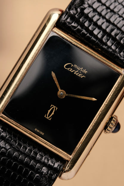 CARTIER MUST DE TANK (LM 23x31mm) Hand Winding VERMEIL Black DIAL 6173765