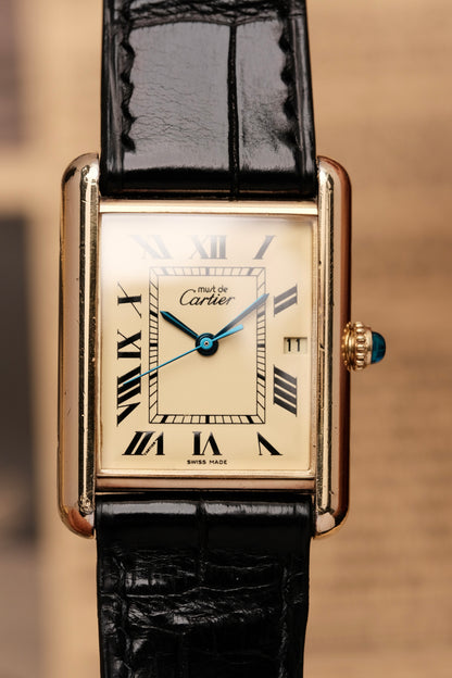 Vintage Cartier Must De Tank (XL 26x34mm) ROMAN DIAL QUARTZ Ref.2413