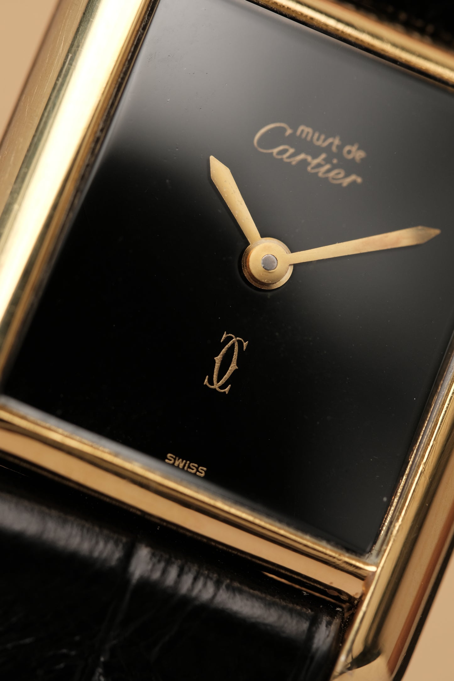 CARTIER MUST DE TANK VERMEIL (SM 20x28mm) BLACK DIAL HAND WINDING