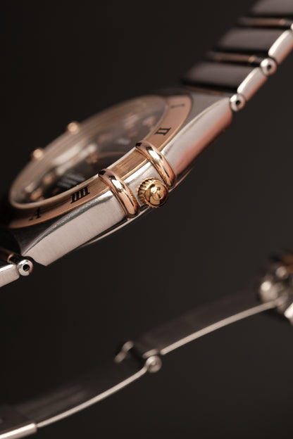 OMEGA WATCH CONSTELLATION 1301.60.00 - STAINLESS STEEL ROSE GOLD CHOCOLATE DIAMONDS (2000S)