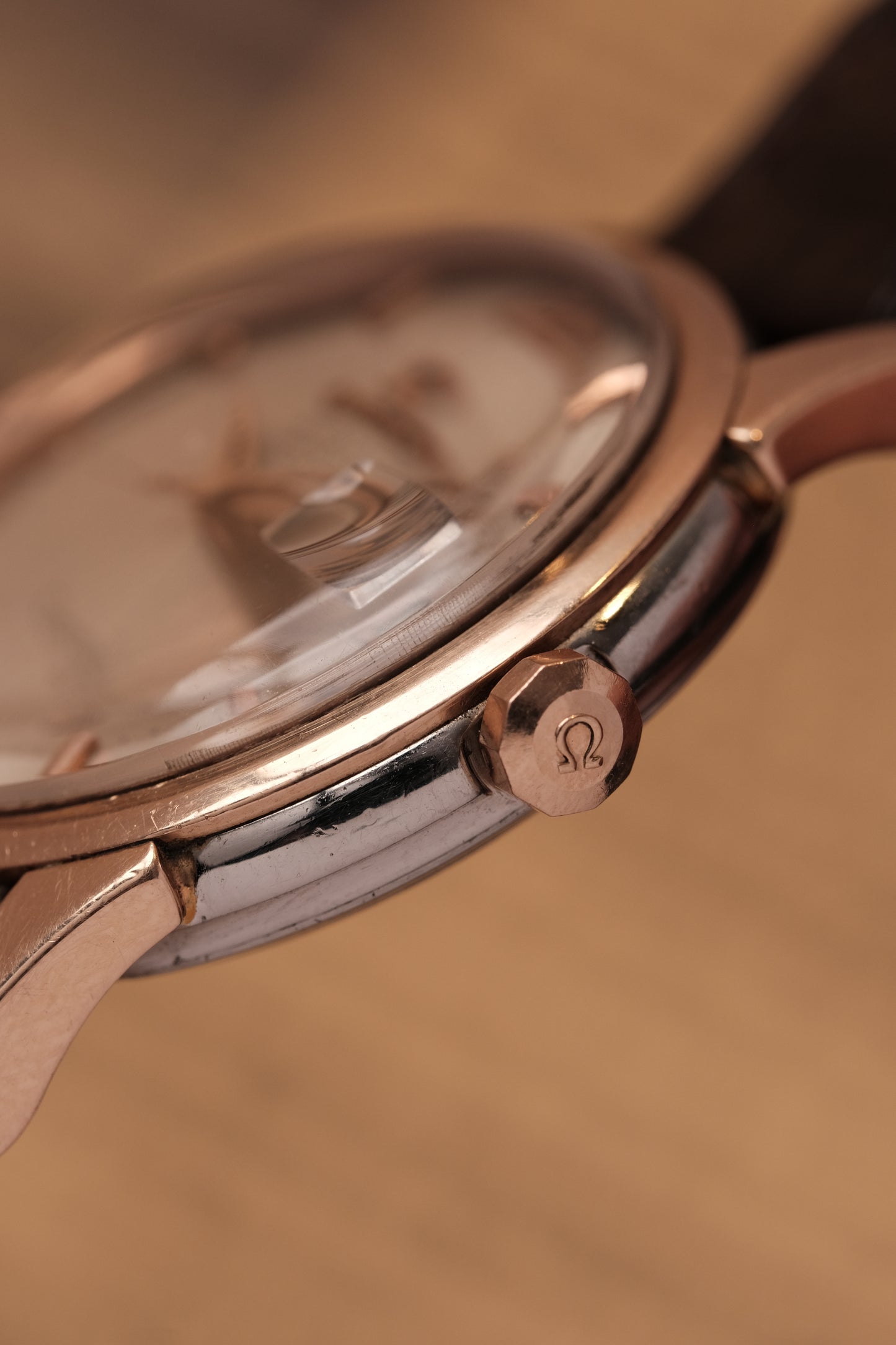 Vintage 1964 Omega Constellation Pie Pan Rose Gold Crosshair Dial  REF. 14393-10 SC (MOD CASE BACK)