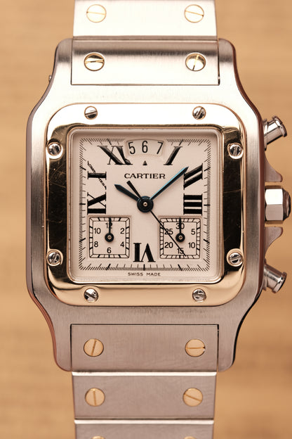 Cartier Santos Galbée Chronoflex Gold/Steel White Dial LM (29x41mm)Ref. 2425 + Box