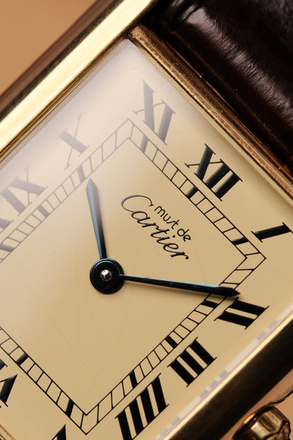 1990's CARTIER MUST DE CARTIER TANK VERMEIL ROMAN DIAL QUARTZ 23MM