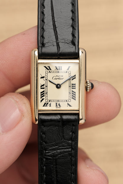Vintage Cartier Must De Tank Vermeil (SM 20x28mm) ROMAN DIAL Hand Windding Ref.3096998