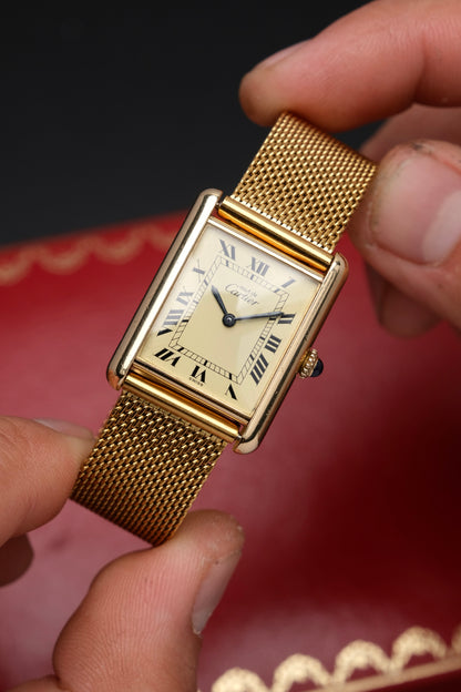 CARTIER MUST DE TANK VERMEIL (LM 23x31mm) ROMAN DIAL HAND WINDING 6144974 + BOX