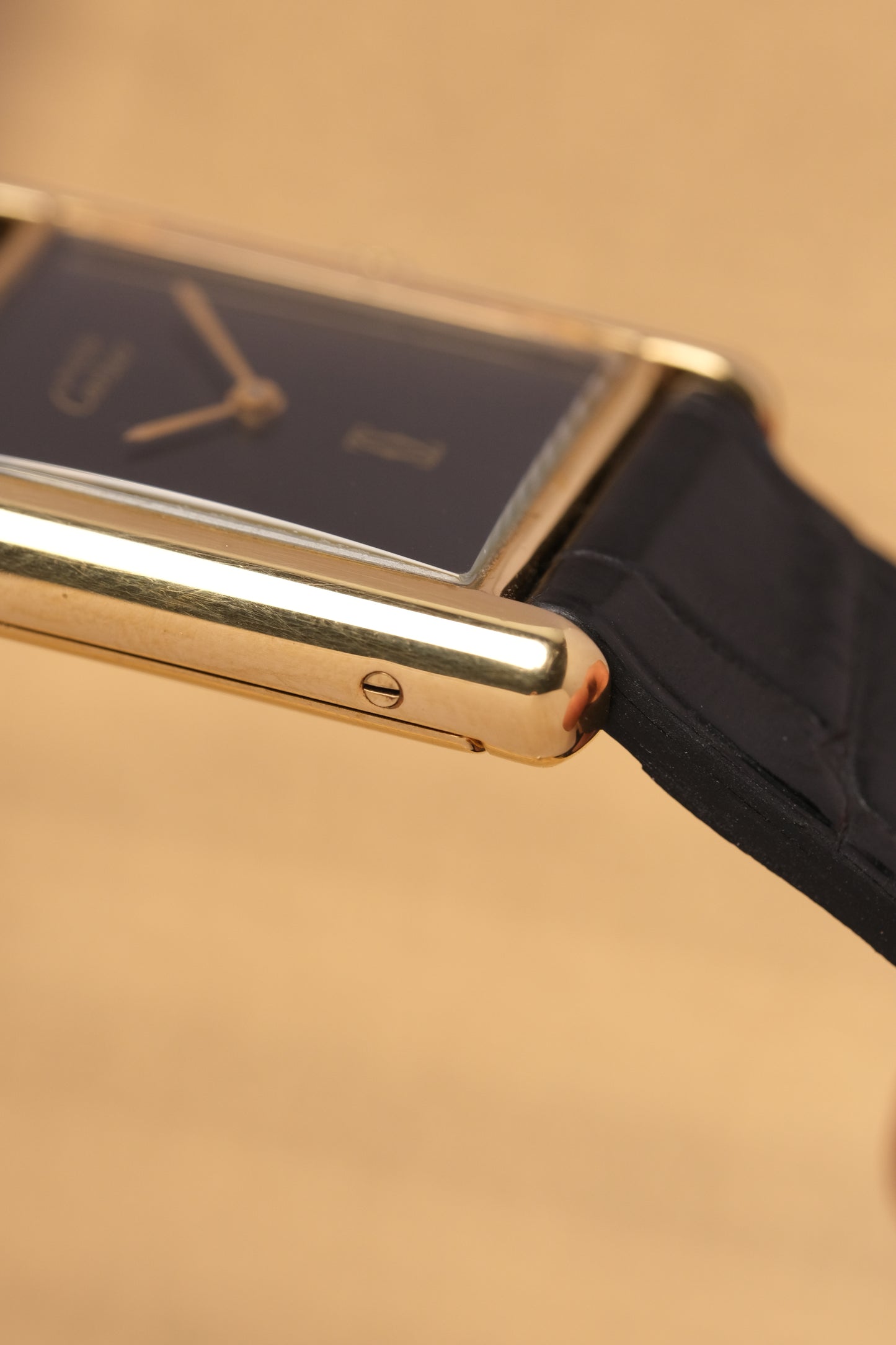 CARTIER MUST DE CARTIER TANK 23x31 Hand Winding VERMEIL Black DIAL REF. 6 062961