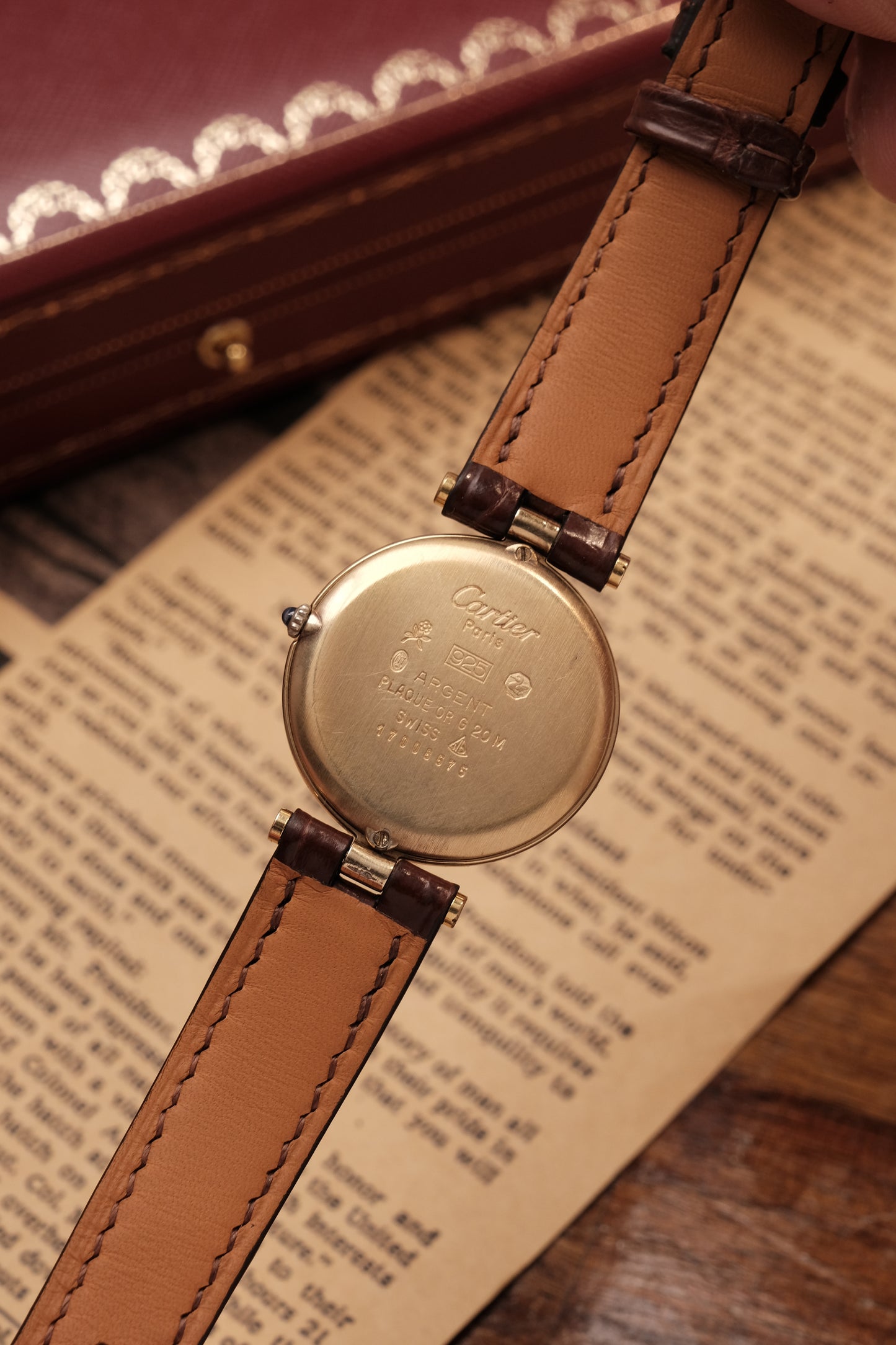 1990's  Cartier  Must Vendome LM Vermeil Quartz Gold Plated 30mm